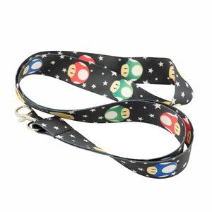 Mario Mushroom Lanyard Keychain Holder ID Badge Holder